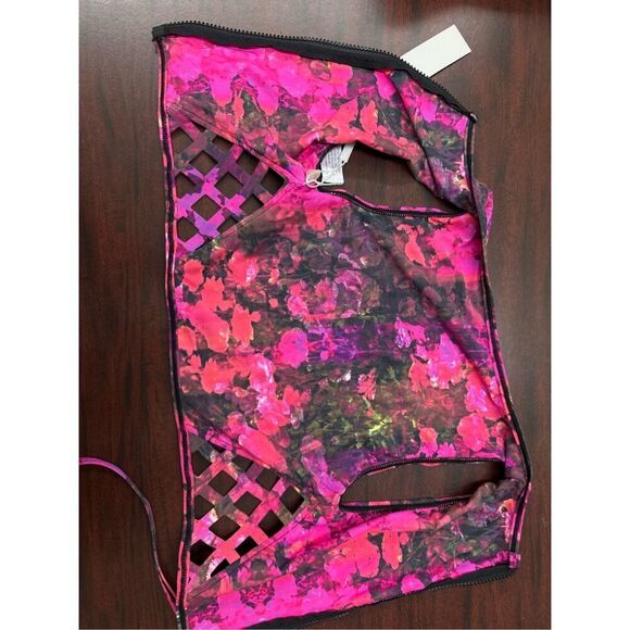 NWT Elizabeth Jones Floral Surf Swim Zip Up Swim Top Size X-Small - Picture 3 of 7